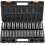 VEVOR Impact Socket Set 1/2 Inches 26 Piece Deep Sockets, , 6-Point , Rugged Construction, Cr-V, 1/2 Inches Drive Socket Set Impact Metric 10mm - 36mm, with a Storage Cage