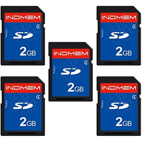INDMEM 5 Pack SD Card 2GB Class 4 Flash Memory Card 2G SLC Stanard Secure Digital Cards Cover