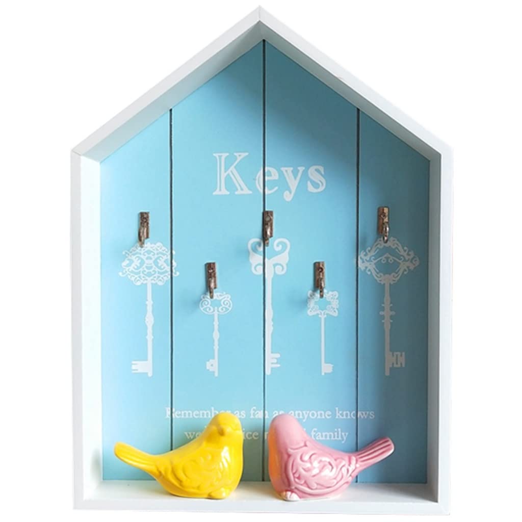 Sdfdcgjsr Blue Key Storage Cabinet, Wall Mount Small European Romantic Style Wall-Mounted Key Cabinet, Blank Art Decoration Management