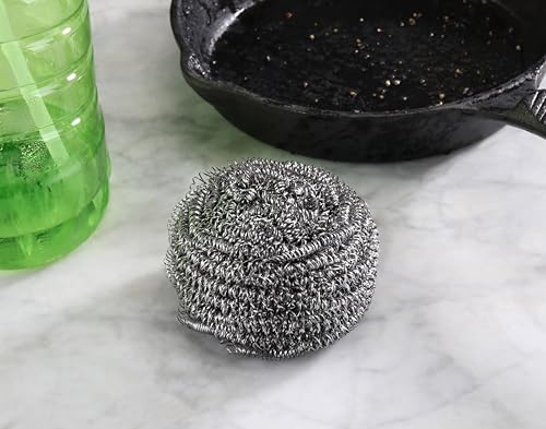 Image of New Star Foodservice Extra Large (50 Grams) Stainless Steel Sponges Scrubbers, Set of 12 (Pack of 4)