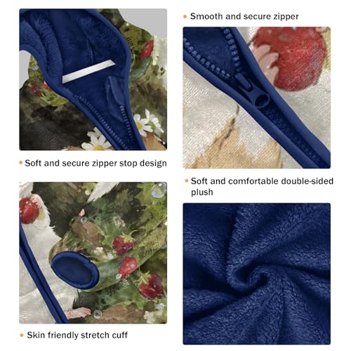 Cute Mouse with Flower Crown Toddler Fleece Jacket Girl Boys Hooded Fleece Jacket Coat Warm Outwear Zip-up 3-10T3