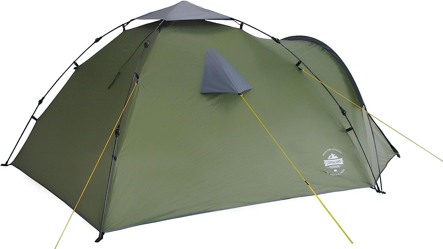 Lumaland Tenda Da Campeggio | 3-4 Person Family Tenda | Interne 210x210x120 cm | Impermeabile & antivento | Ideale come campeggio, festival e tenda da viaggio | Ultraleggero & robusto [Verde]