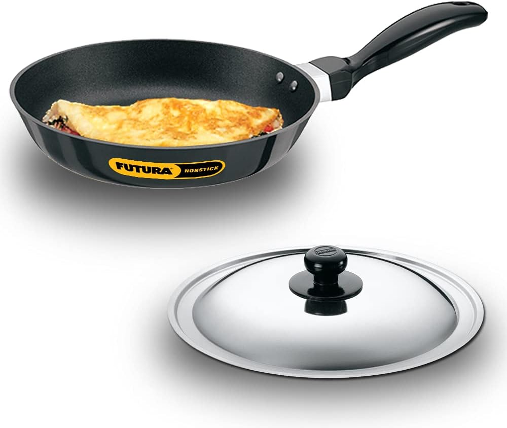 Hawkins Futura 20cm Nonstick Frying Pan, 3.05 Mm Thick With Ss Lid Induction Compatible, Black (INF20S)