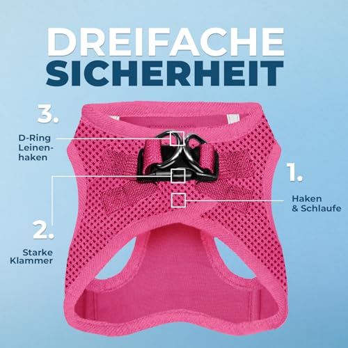 Voyager Step-In Air Hundegeschirr by Best Pet Supplies - All Weather Mesh Step in Vest Harness für kleine und mittlere Hunde, Fuchsia, size S - Brust 37-40 cm
