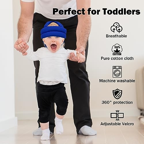 Image of Baby Head Protector Baby Helmet for Crawling Walking, No Bumps Safety Head Adjustable Protective Cap for Walking, Playing (Sapphire Blue)