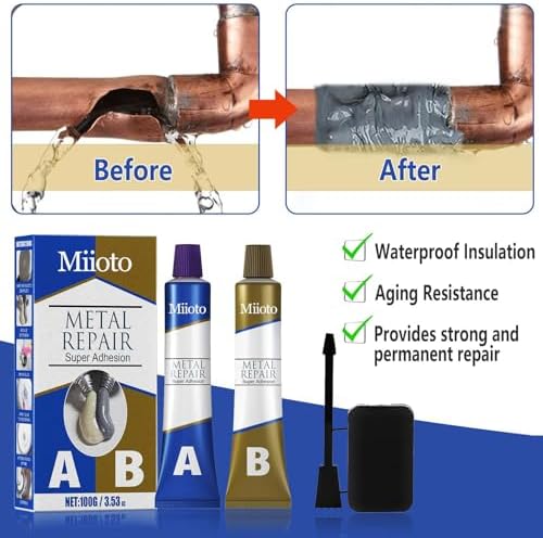 Super Welding AB Glue, Metal Repair Paste, Weld Metal Repair Paste, Magic Repair Glue Metal Glue Weld Industrial Heat Resistance AB Glue, Stainless Steel Aluminium Alloy Repairs Agent-50g*2 (B)