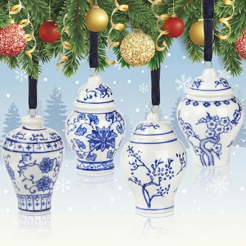 Goaste 4 Pack Mini Ginger Jar Ornaments, Christmas...