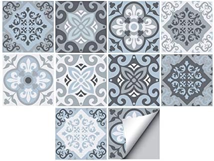 Self-Adhesive Wall Tile Decals, Peel and Stick Tile Stickers, Waterproof Backsplash Stickers for Kitchen Bathroom Decor, 8x8inch 10Pcs, 058