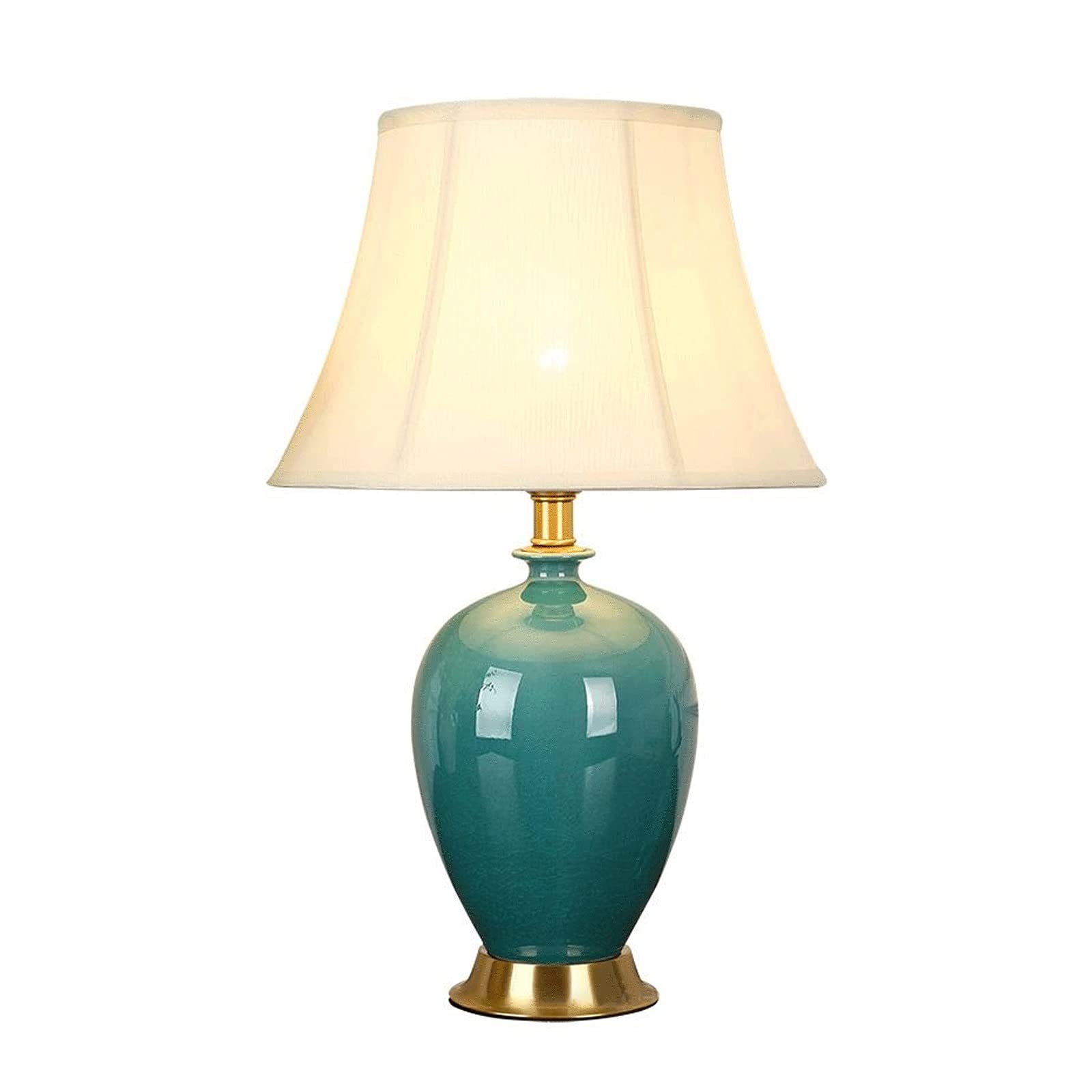 desk lamp Lampa na biurko Zielone lampy stołowe Ceramika Lampki nocne z abażurem z tkaniny Lampy retro na stolik nocny do domowego biura Cafe Restaurant Lampy, 21,6" H Lampka na biurko Lampa
