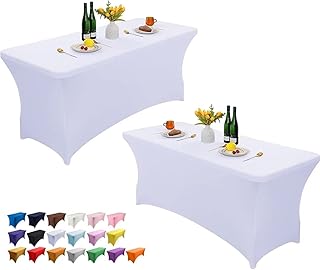 Wolfway 2 Pack 4FT Stretch Spandex Table Cove...,