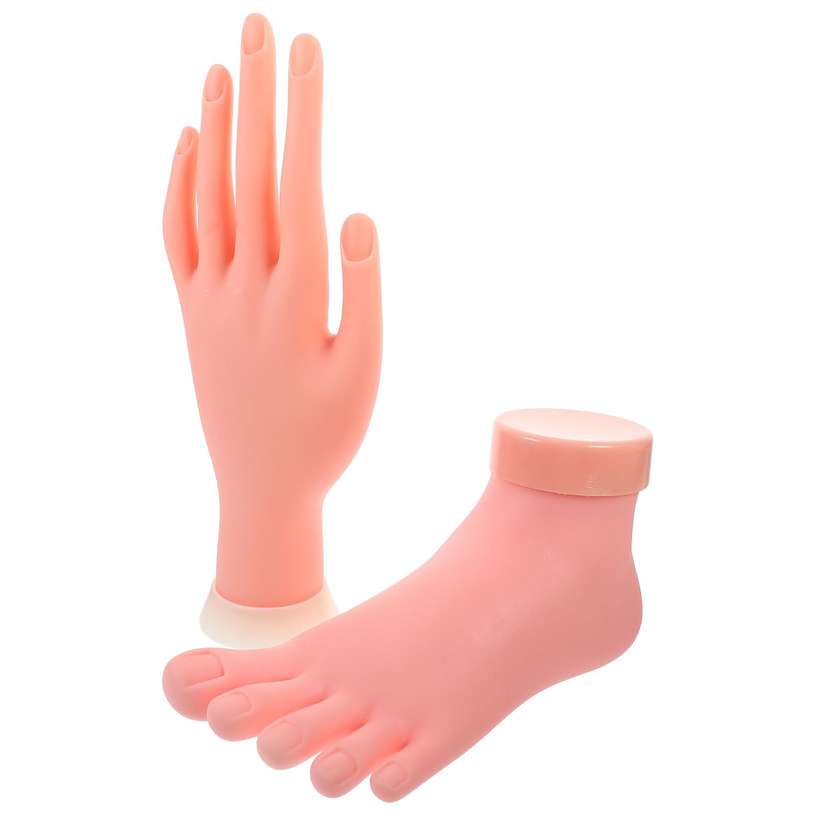 Mano e Piede Artificiali per Nail Art 2 Pezzi, Dita Realistiche Pieghevoli, Materiale Liscio Resistente, Strumento Professionale per Esercizio Manicure e Colore Casuale
