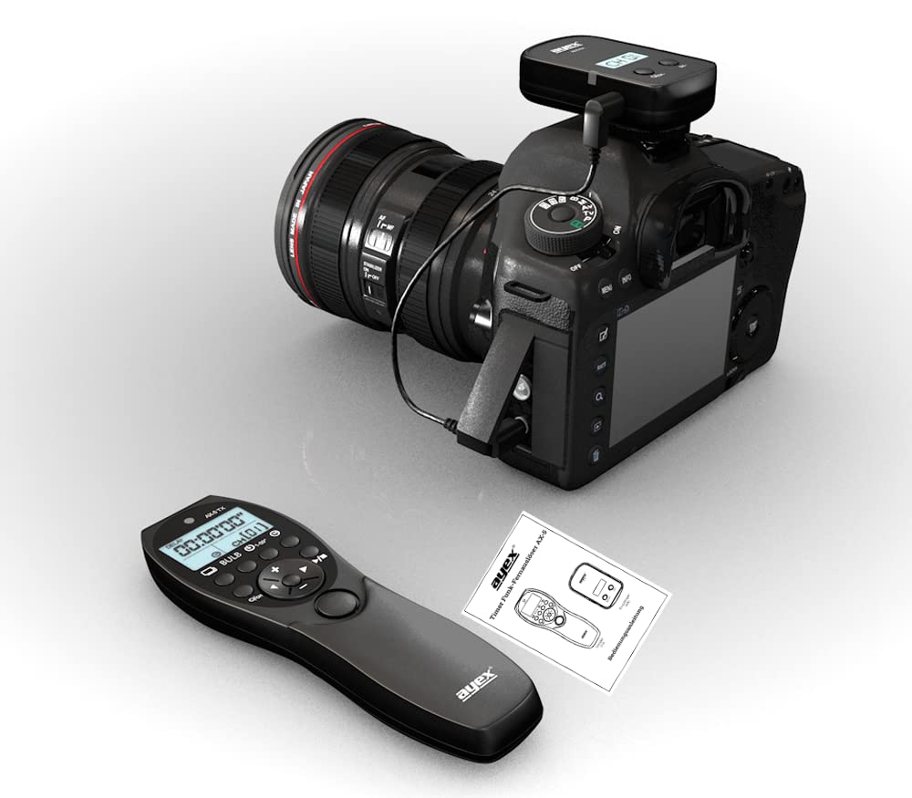 ayex AX-5 scatto remoto wireless con timer - compatibile con Canon (E3) EOS R, RP, 80D, 1500D, 1300D, 1200D, 1100D, 760D, 750D, 650D, M6 ecc.