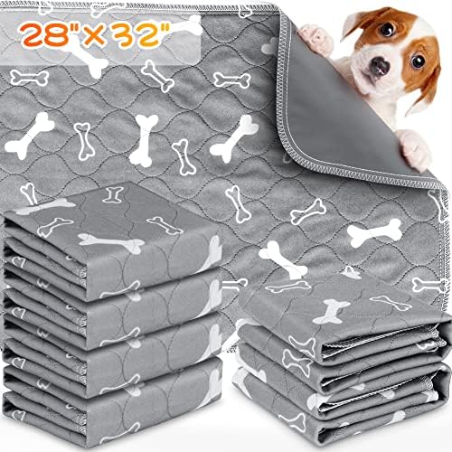 6pack Washable Pee Pads for Dogs, 32×28 Inch Reusable Dog Pads, Non Slip Puppy Pads with Urine Absorption, Reusable Puppy Pads for Whelping, Potty, Training, Playpen