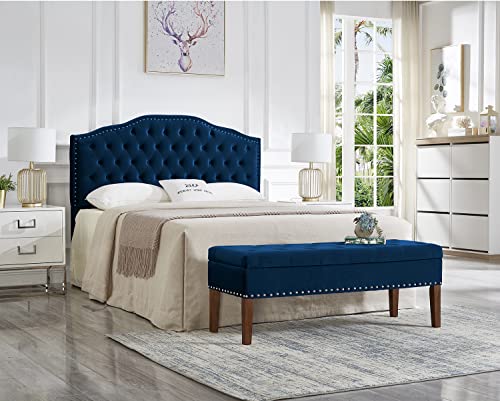 24KF Upholstered Button Tufted Queen Headboard with Nailhead Trim, Soft Velvet Fabric Headboard Queen/Full WM-6031-Q-NAVY 24KF Upholstered Button Tufted Queen Headboard with Nailhead Trim, Soft Velvet Fabric Headboard Queen/Full WM-6031-Q-NAVY