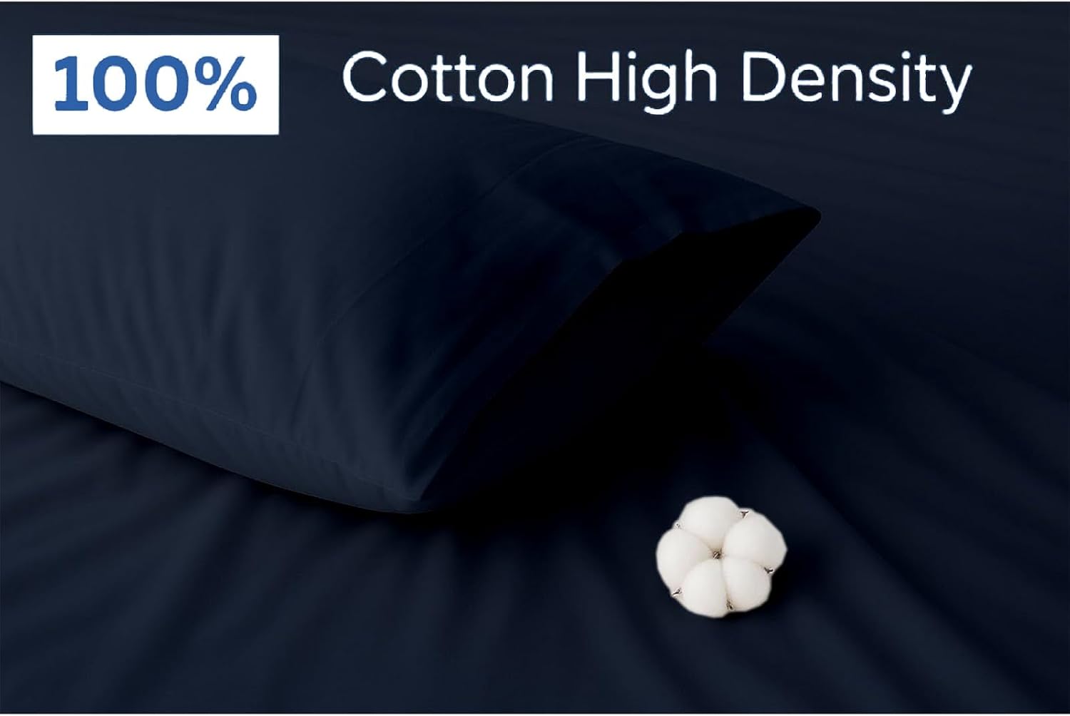 Extra Deep Sheets-Cotton Bed Sheets - 100% Cotton - 22 Inch Extra deep Pocket Fitted Sheet with Elastic All Around (4 Pcs Sheet Set) - (Navy Blue Solid - King Size)