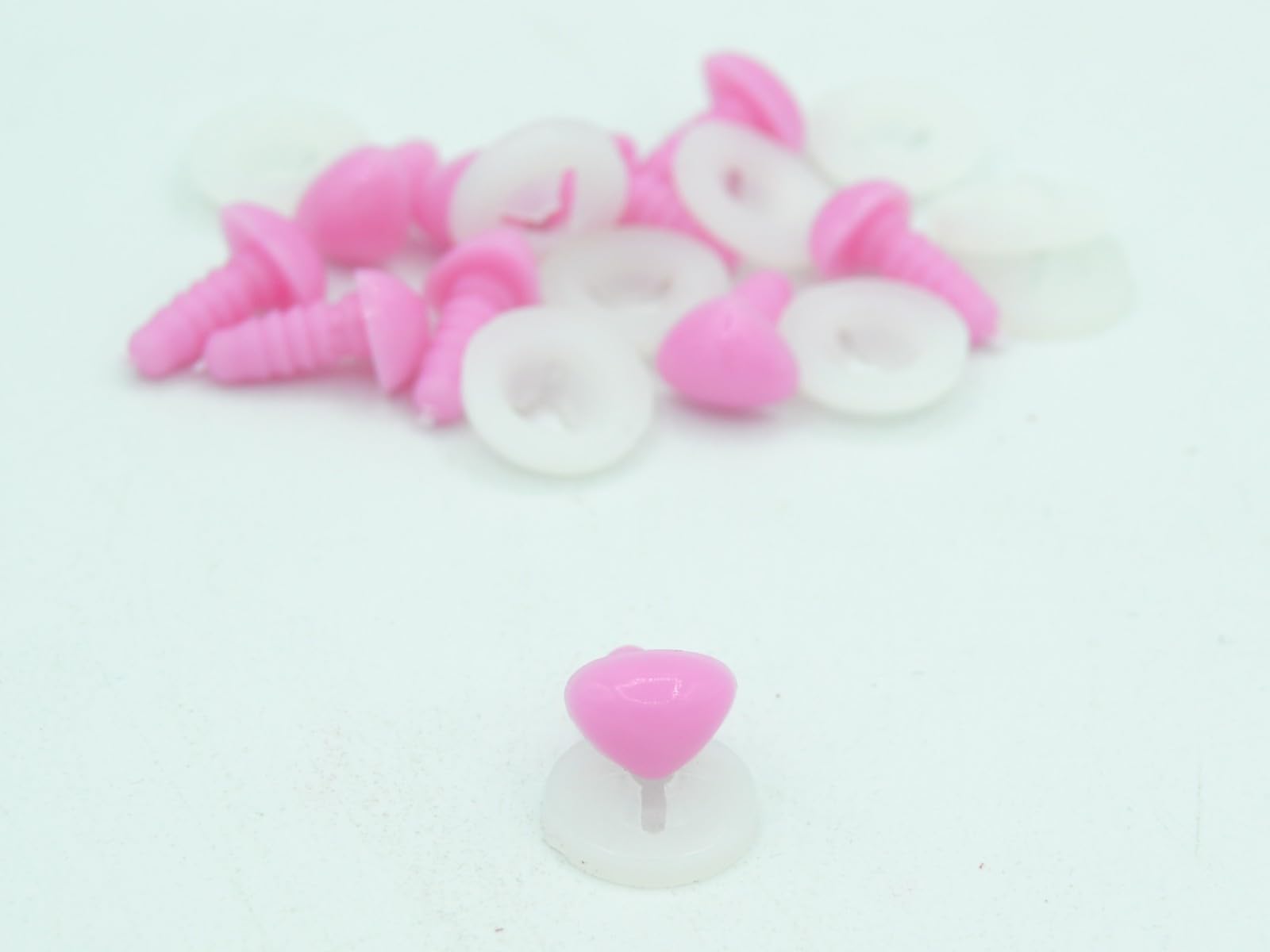 celloexpress 7mm x 5mm Carnation Pink Triangle Noses with Plastic Backs - Safety Noses for Soft Toy Teddy Bear Animal Making (Pack of 10) — image 1
