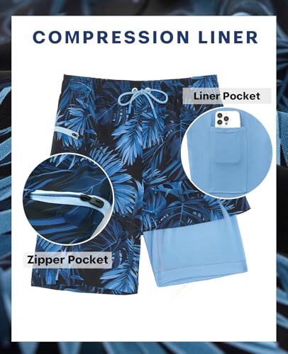 Image of APTRO 2 in 1 Men's Swim Trunks 9 inch with Zipper Pockets Bathing Suit
