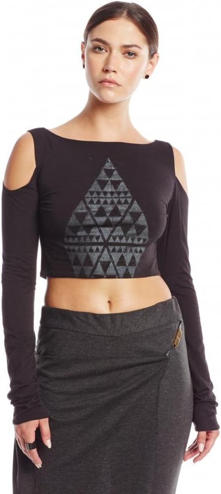 Kim Mesches Women's Crop Top with Print Black