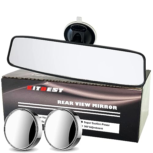 KITBEST Rear View Mirror for Driving Test Driving Instructor Mirror with 2 Blind Spot Mirrors Extra Second Car Interior Mirrors for Examiner Learner Lesson Passenger Adjustable with Suction Cup