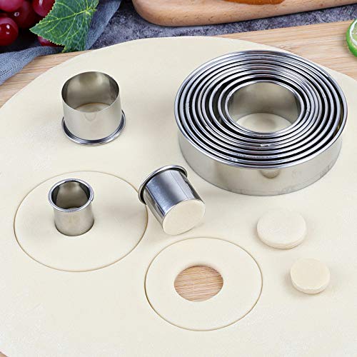 Round Cookie Cutters Set 12 Pieces Bistcuit Cookie Cutters Circle Pastry Cutters Round Donut Ring Molds for Baking for Pastries Doughs Doughnuts by Winerming - Image 6