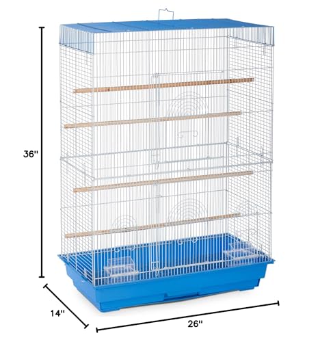 Image of Prevue Pet Products Tall Flight Bird Cage - Large Metal Birdcage for Parakeets, Cockatiels, Conures, Lovebirds, Finches, and Canaries, Stand Alone Cage, - Blue & White
