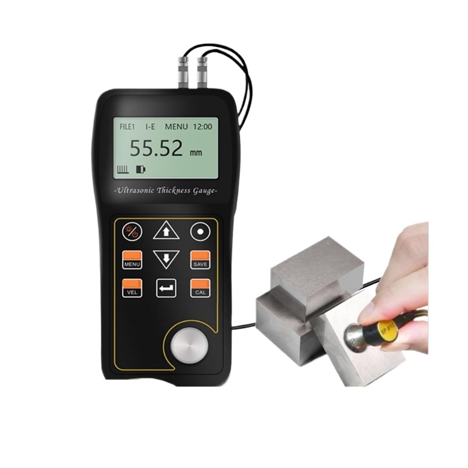 Medidor de Humedad, Medidor de espesor ultrasónico con modos PE/IE/Prueba, modo eco-eco, pantalla retroiluminada y almacenamiento de datos.