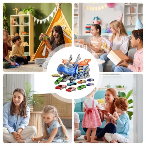 Camión dinosaurio para niños y pista de carreras ideal para tardes de juego en casa 4
