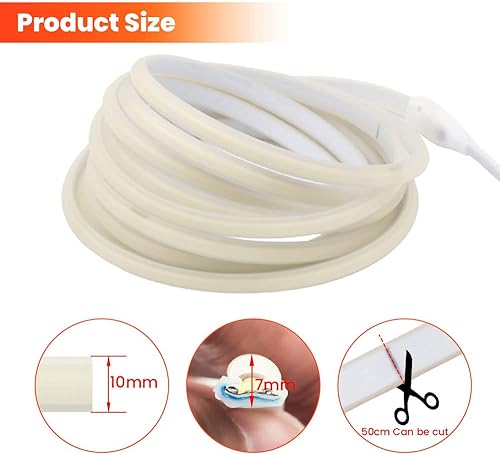 Miniatura 4 de Wisada Tira de luz LED COB de neón de 6.6 ft, 288 LEDsm FCOB LED impermeable, cuerda de silicona, 110 V, alta densidad, flexible, superbrillante,