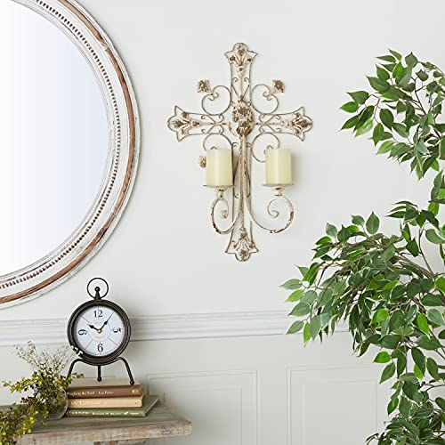 Deco 79 Metal Solid Wall Sconce, 17" x 5" x 24", White