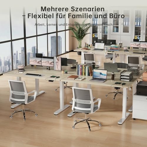 Devoko Höhenverstellbarer Schreibtisch mit 2 Motoren，25mm Einteilige Tischplatte, 160x80 cm Mobiler Elektrisch Computertisch mit Kabel… – Ansicht 8
