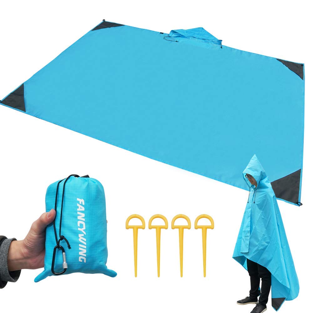 FANCYWING Beach Blanket Picnic Blanket, Waterproof Sandproof Beach Mat Large for Beach Camping, Backpacking, Hiking, Travel Portable Lightweight 55” X 78" (Blue)
