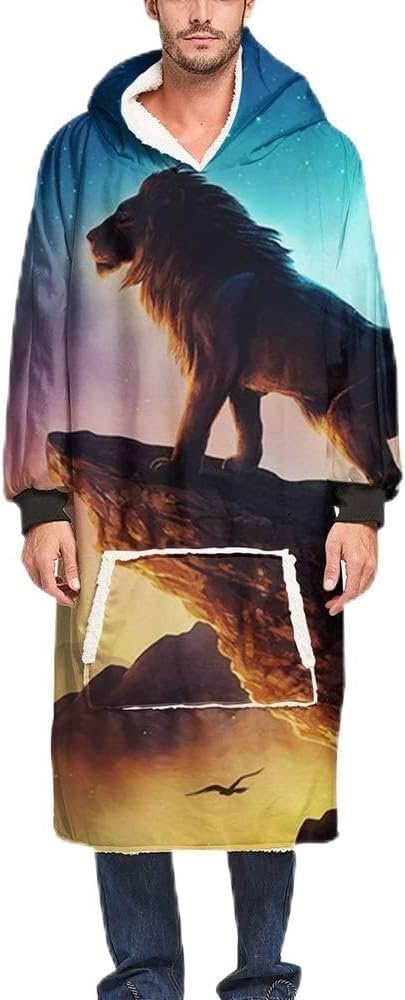 Manta con capucha original para regalo de adultos, sudadera gigante con estampado animal 3D
