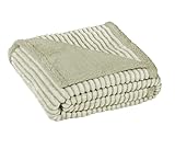 Manterol Manta Plaid sofá Borreguito Unicolor Rayas Verde - Lines Melange 05 Verde