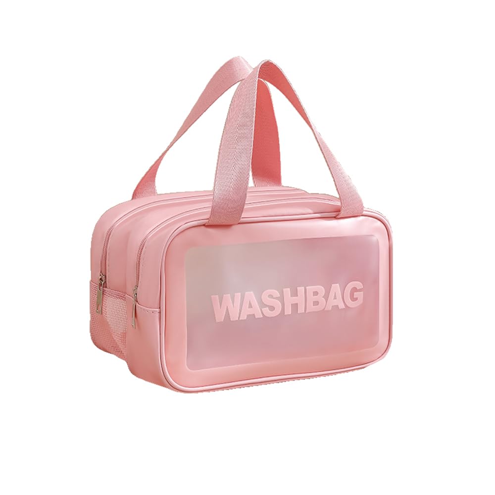 Bieiyhe Neceser Mujer Rosa Bolsa de Aseo Viaje Transparente ArtíCulos de Aseo PortáTil Neceser de Almacenamiento Bolsa de CosméTicos Impermeable Bolsa de Aseo Hombre Neceser de Maquillaje