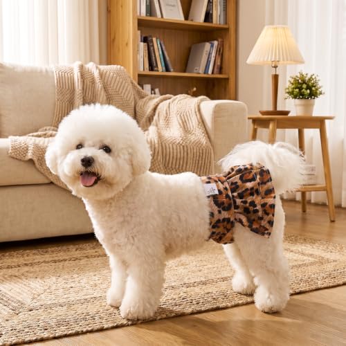 Image of CuteBone Female Dog Diapers with Skirts 3 Pack Reusable Puppy Dresses Pants for Heat Cycle Period QBD39XL