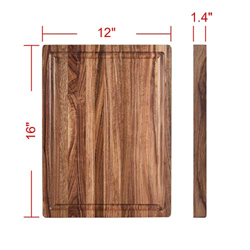 ZESPROKA Acacia Wood Cutting Board - Ultra Thick 16” x 12” x 1.5” - Kitchen Chopping Board with Juice Drip Groove - Ideal for Chopping Meat, Vegetables, Fruits, Bread, Cheese
