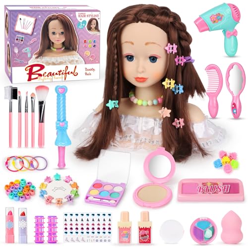 LumenVela Frisierkopf Kinder Set, 66 Stück Schminkkopf für...