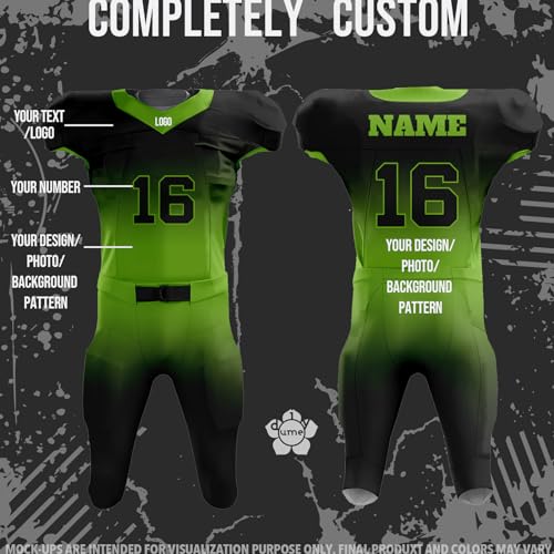 Diyume Men'S Front & Back Add Your Text Picture Football Uniforms High School Game Activewear,Gradient thumb #1