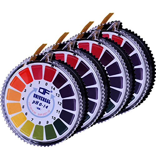 Aboat 4 Rolls pH Test Strips, Universal pH Test Paper Strips, pH Measure Full Range 0-14, 16.4 ft/Roll, Totally 65.6 ft