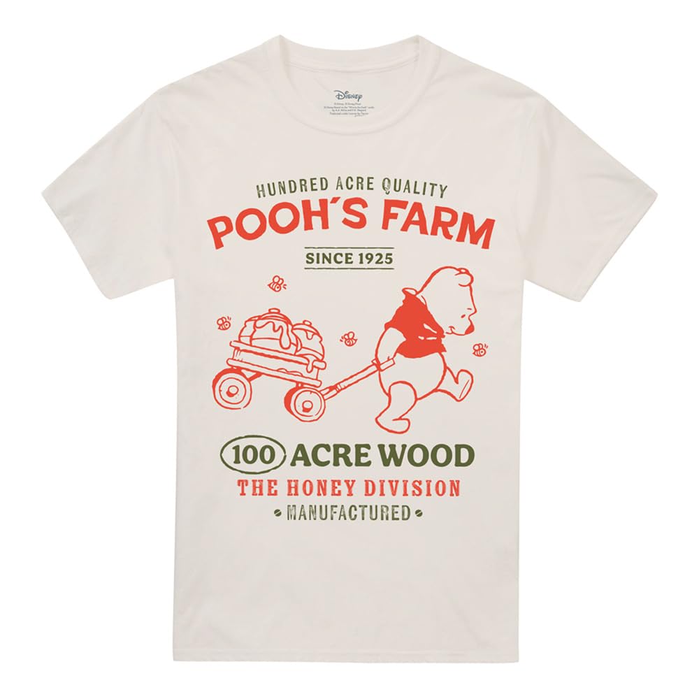 Disney Unisex Winnie The Pooh Pooh'S Farm Poster T-Shirt, Natural in Beige | Size: XL