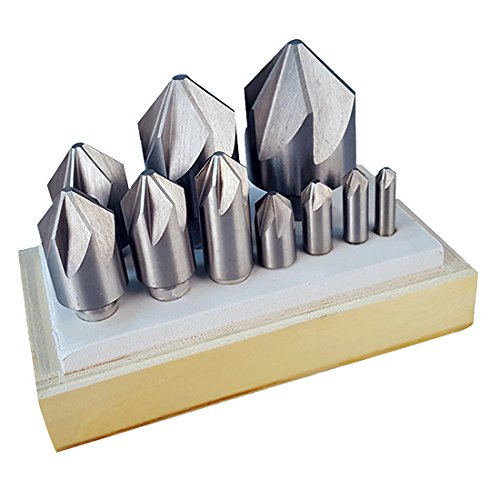 All Industrial 10520 | 10 Pc. 90 Degree HSS 6 Flute Countersink Set 1/4-1-1/2