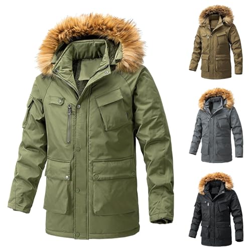 Chaqueta Hombre Invierno Abrigo de Algodón para Exteriores Tallas Grandes Abrigo Chaqueta Vintage Hombre Moda Chaquetas De Plumas Hombre Acolchado Cazadora Bomber Superior Abrigo Holgado y Cómodo