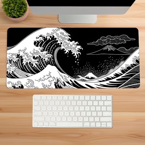 Image of Kuro Tsunami Premium Desk Mat | Anti-Skid | Anti-Slip | 90 * 42 cm | Laptop Mat for Work from Home /Office /Gaming- Extended Mouse pad and Keyboard Desk mat