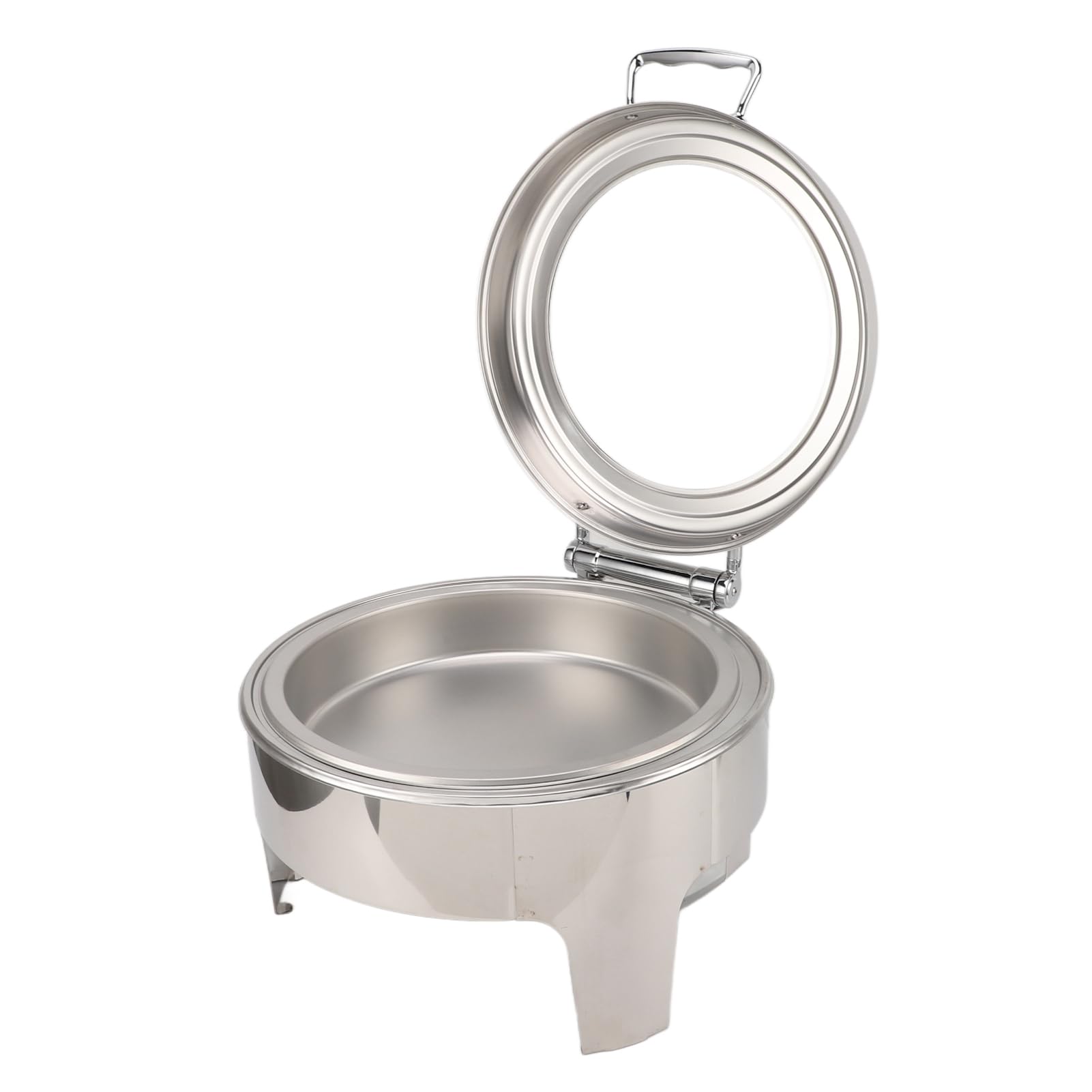 Juego de Buffet Redondo con Tapa Transparente para Eventos de Catering, Calentador de Alimentos de Acero Inoxidable de 6 L, 300 W (1 sartén de tamaño Completo)