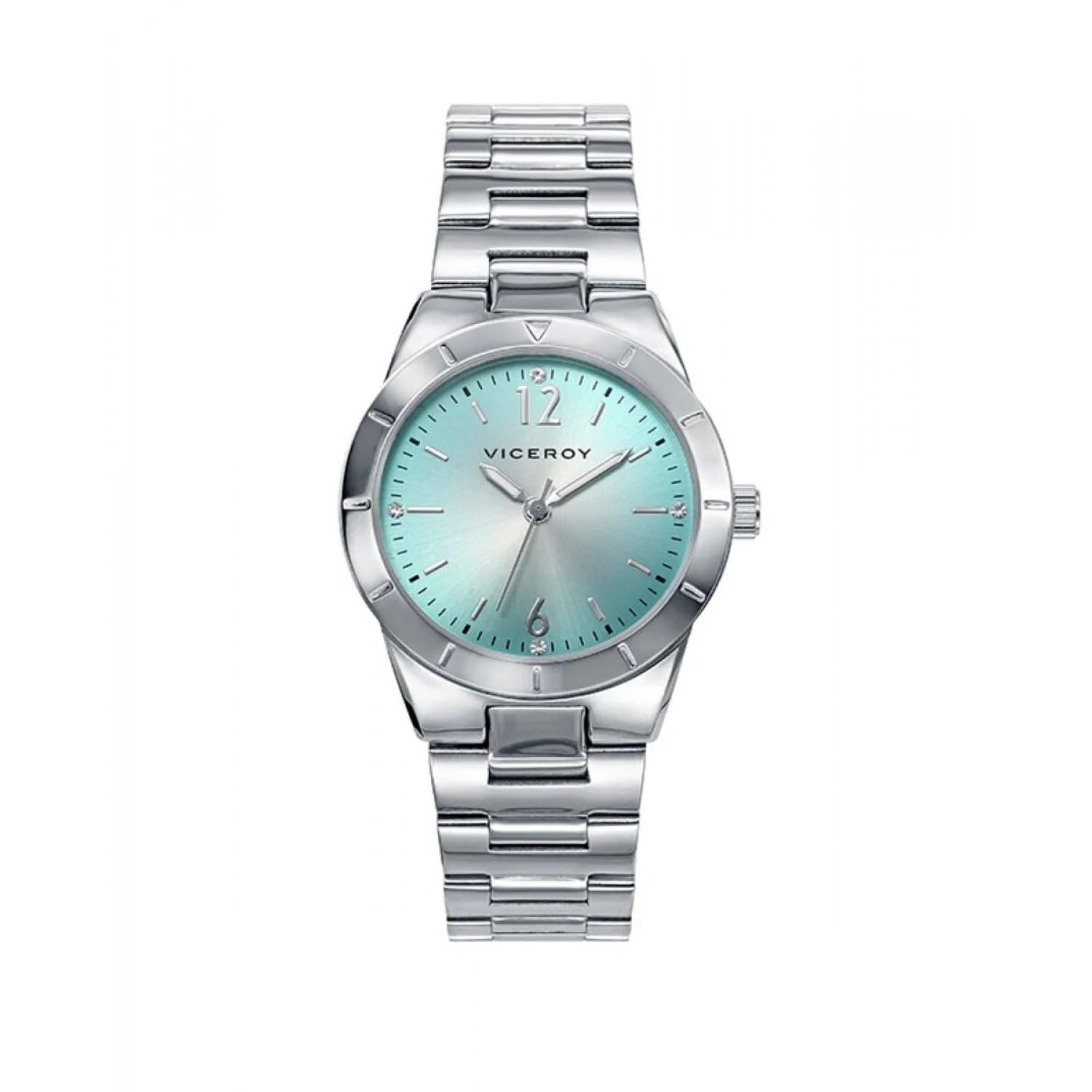 Viceroy Reloj Analógico para Mujer de Acero Inoxidable Plateado - Movimiento de Cuarzo - Esfera Azul - Resistente al Agua 5 ATM - Colección Chic
