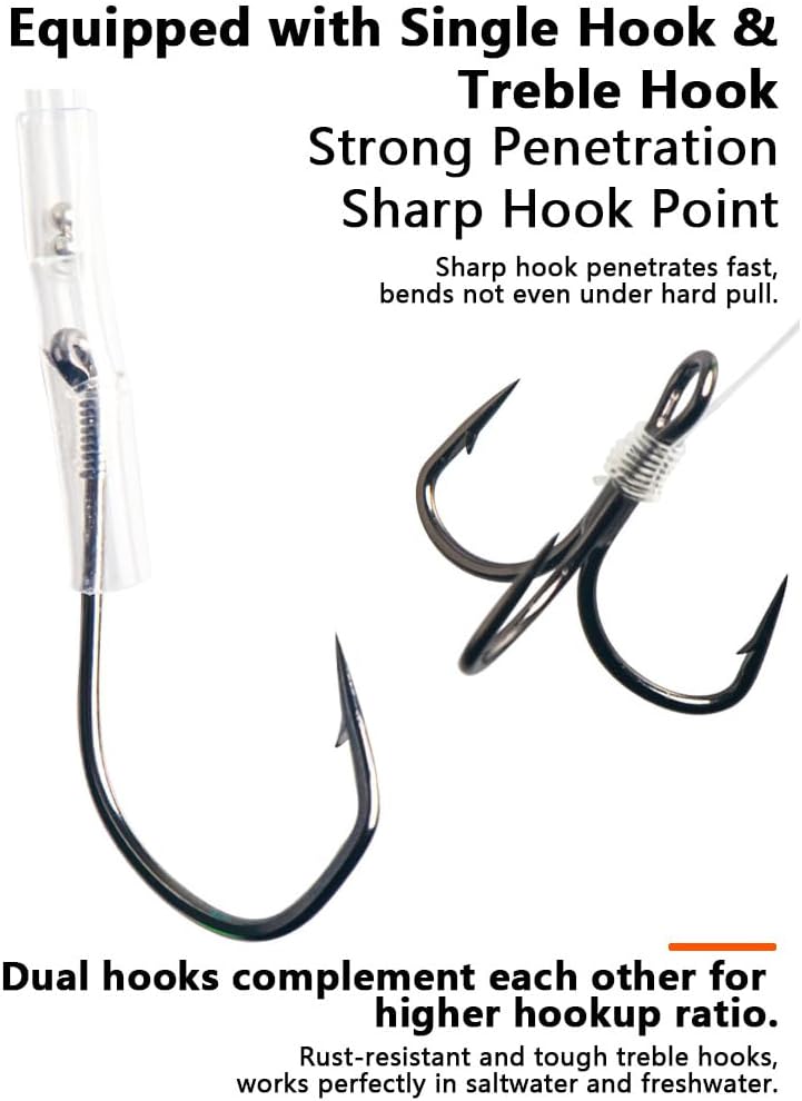 5pcs Trolling Bait Teaser Rig for Salmon & Trout, Pre-Tied Fishing Leader with Flasher & Hook, Trolling Spreader Complete Trolling Setup