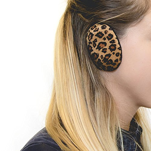 Sprigs Earbags Bandless Ear Warmers/Fleece Earmuffs with Thinsulate - Leopard Print, Medium