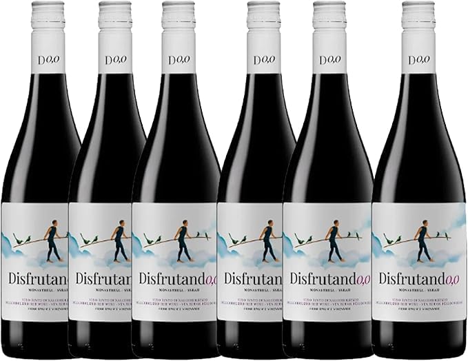 Disfrutando 0,0 Juan Gil – Vino Sin Alcohol 0,0% Premium (Tinto/Blanco/Espumoso) – Sabor Auténtico y Equilibrado – 75 cl (6 x 75 cl, Tinto)