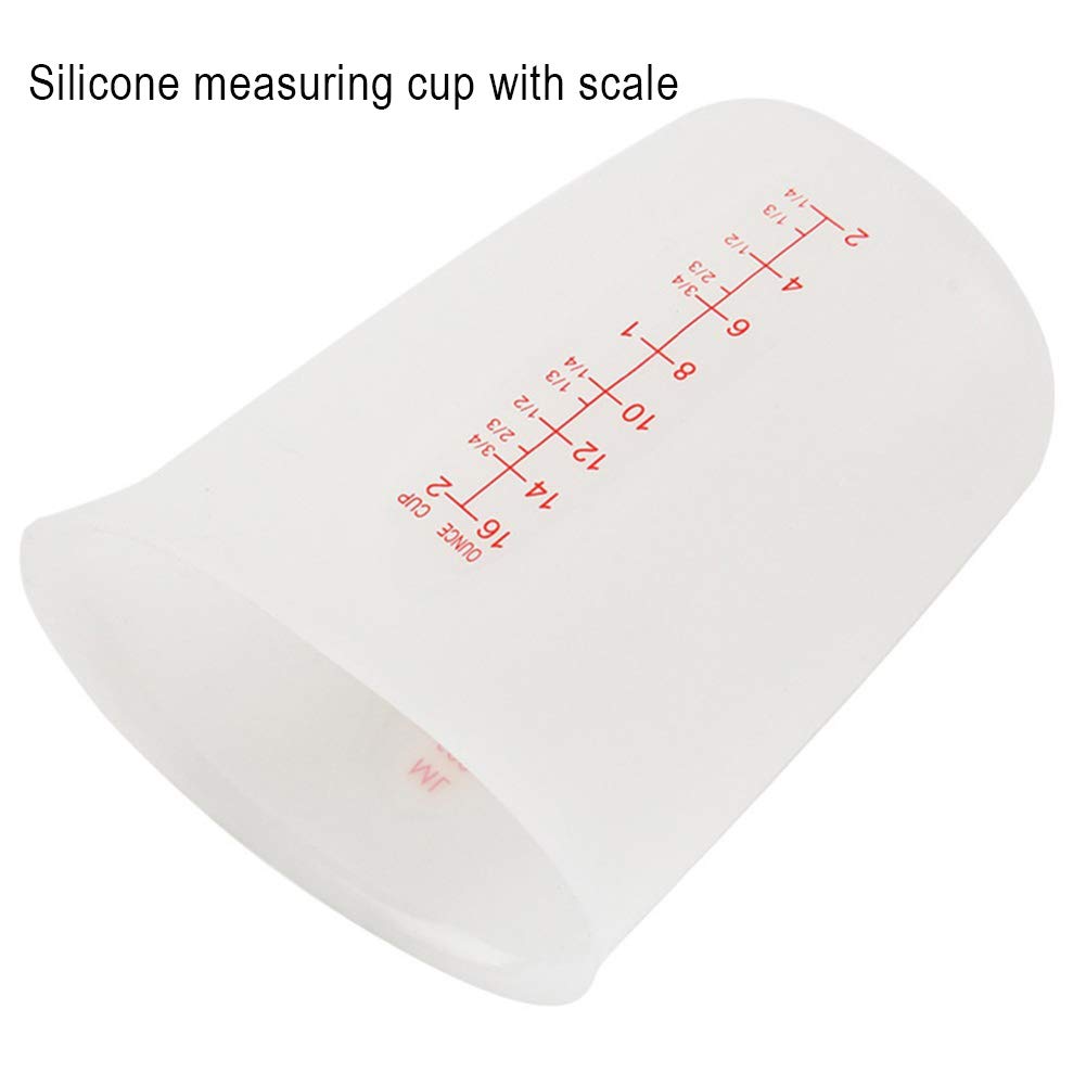 AKOAK 1 Pack Soft Silicone Measuring Cups with Marked 250ml, Flexible Extruded and Poured Double Scale Baking Cups - for Cooking, Resin Mixing, Coffee,Butter, Chocolate, or DIY Projects (White)