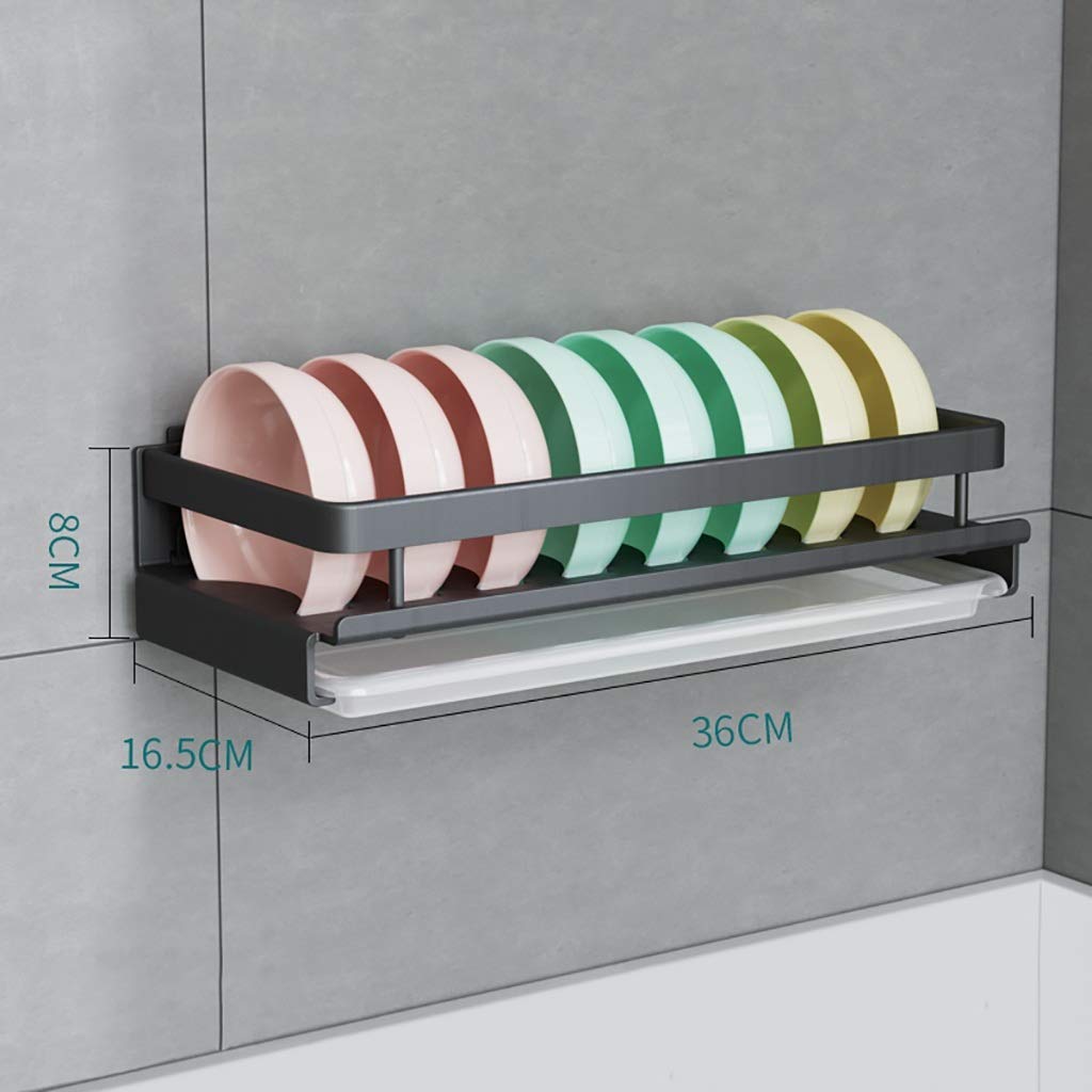 Scaffale da Cucina Nero, Combinazione di scolapiatti scolapiatti in Metallo a Parete in Alluminio, Installazione Perforata